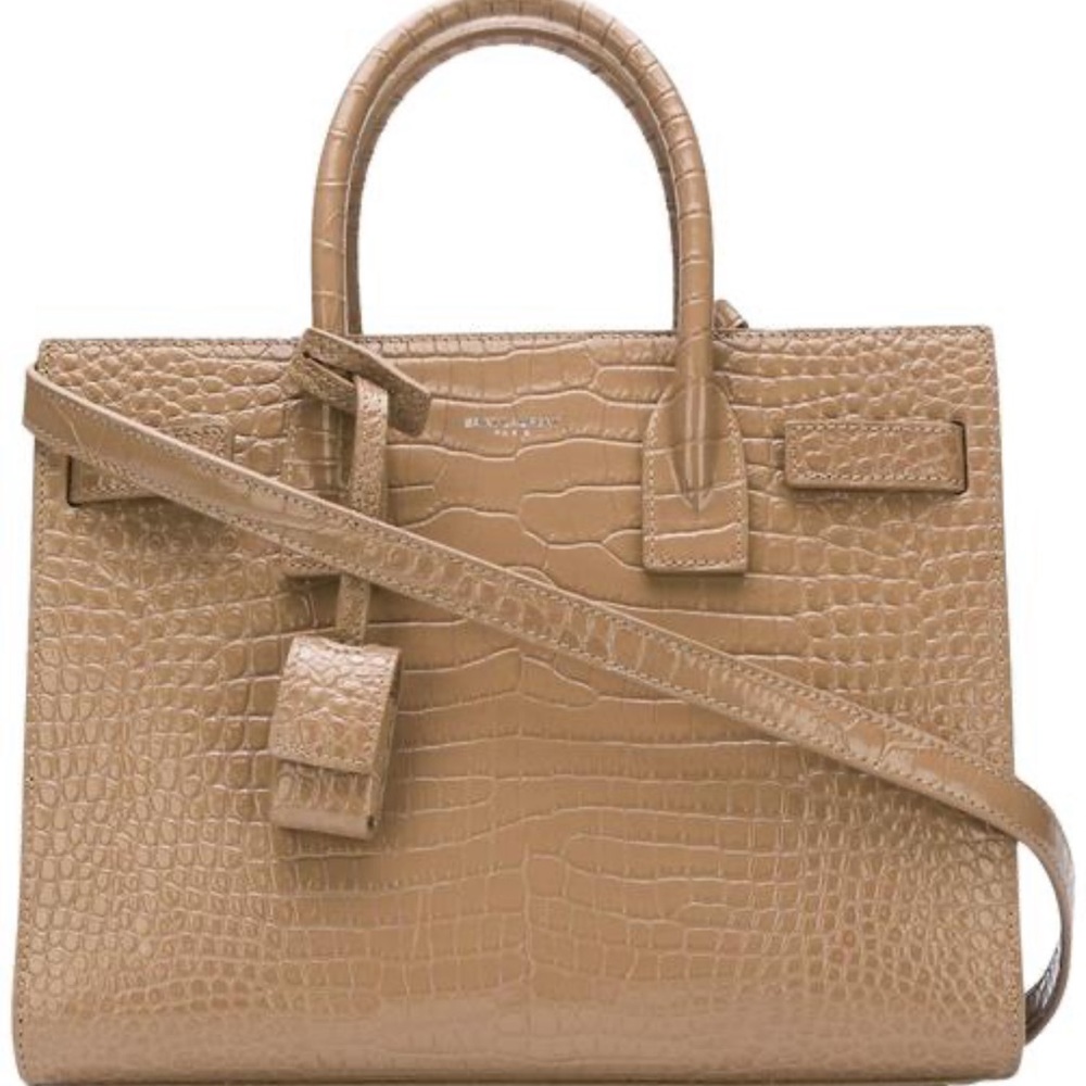 YSL Sac De Jour tote baby croc embossed - taupe